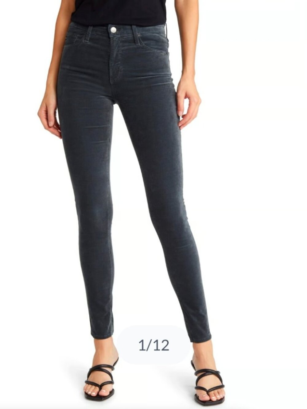 AG Adriano Goldschmied The Farrah High-Rise Skinny Velvet Pants – Steel Gray – S
